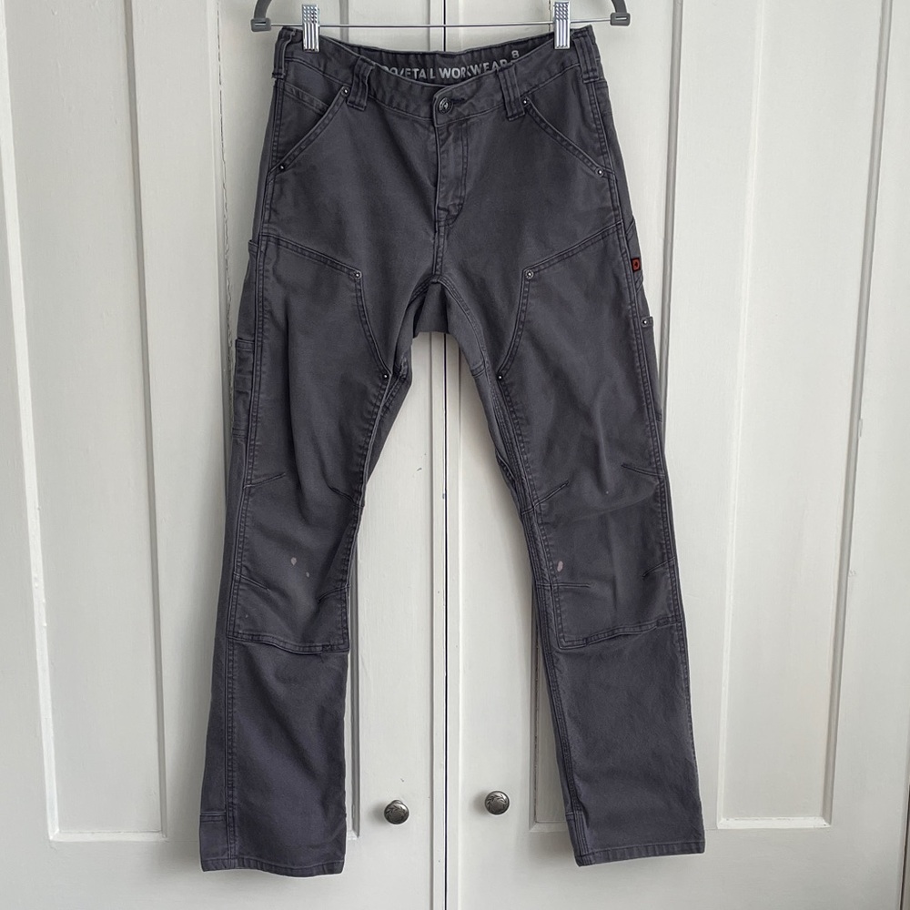 Dovetail Workwear Women’s Britt Utility Cargo Pants Size 8 Gray Double Knee